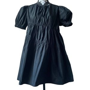 Future Collective Black Puff Sleeve Drawcord Mini Dress